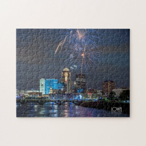 Fireworks over Des Moines Iowa Jigsaw Puzzle