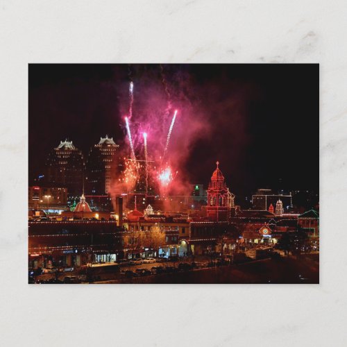 Fireworks over Kansas City Plaza Lights Postcard