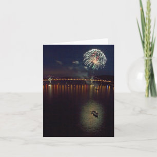 Fireworks Over The Hudson River Holiday Card
