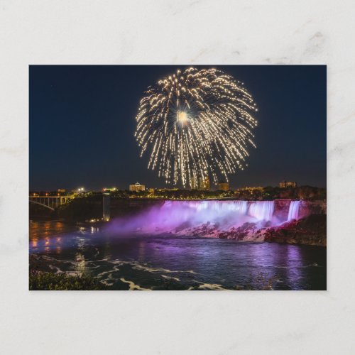 Fireworks over the Niagara Falls postcard
