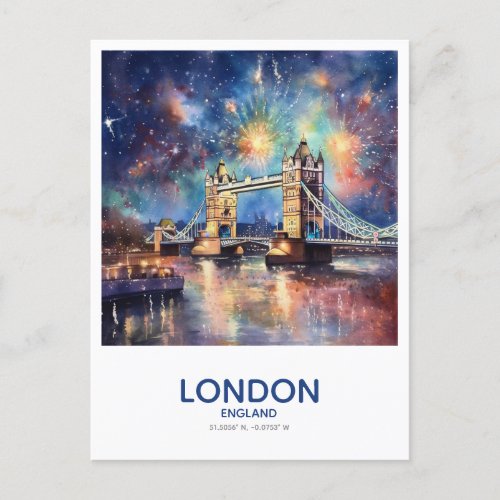 Fireworks Over Tower Bridge _ London England Postcard