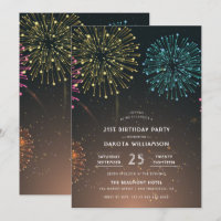 Fireworks Party | Modern Typography Birthday Party
