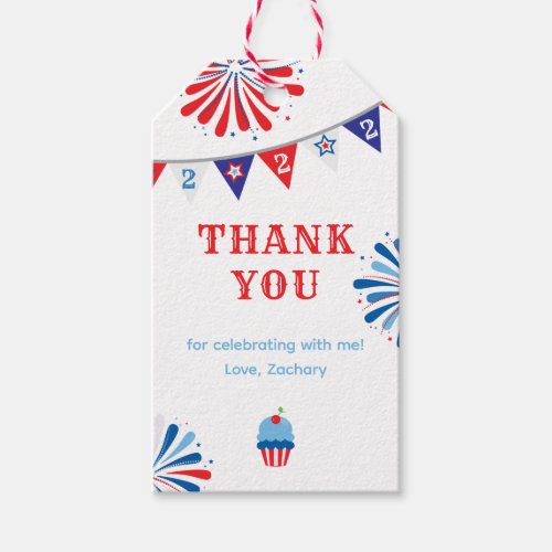 Fireworks Patriotic 2nd Birthday Gift Tags