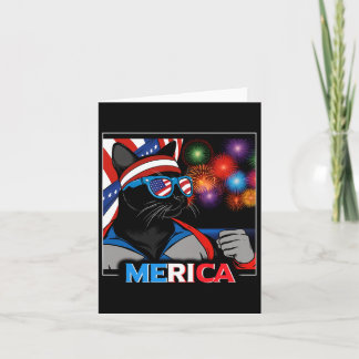 Fireworks Patriotic Black Cat  Card