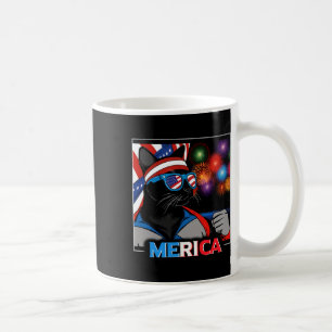 Fireworks Patriotic Black Cat  Coffee Mug