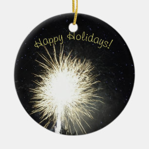Fireworks Photo Ceramic Ornament