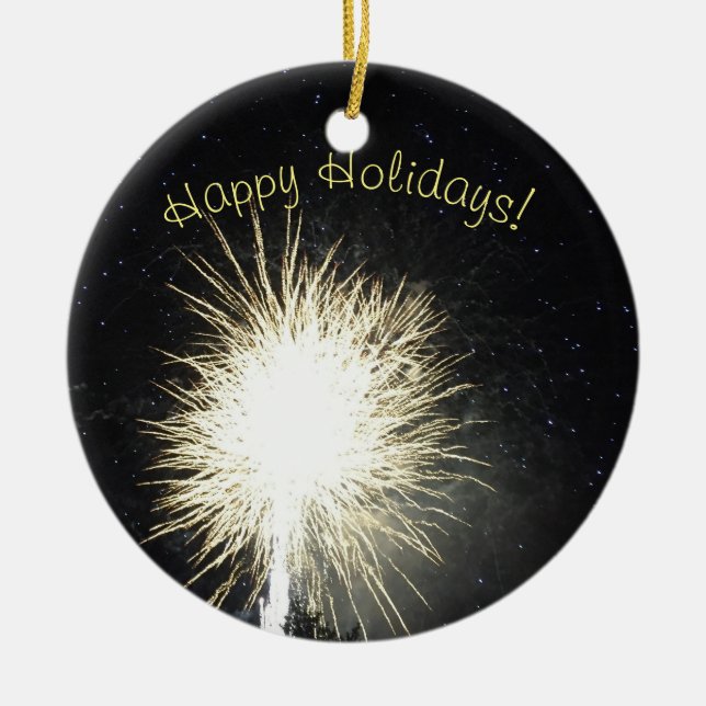 Fireworks Photo Ceramic Ornament (Front)