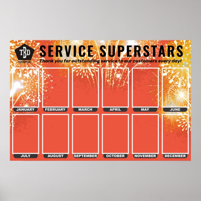 Fireworks photo display employee of the month poster (Front)
