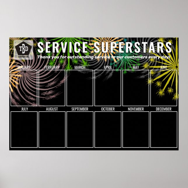 Fireworks photo display employee of the month poster (Front)
