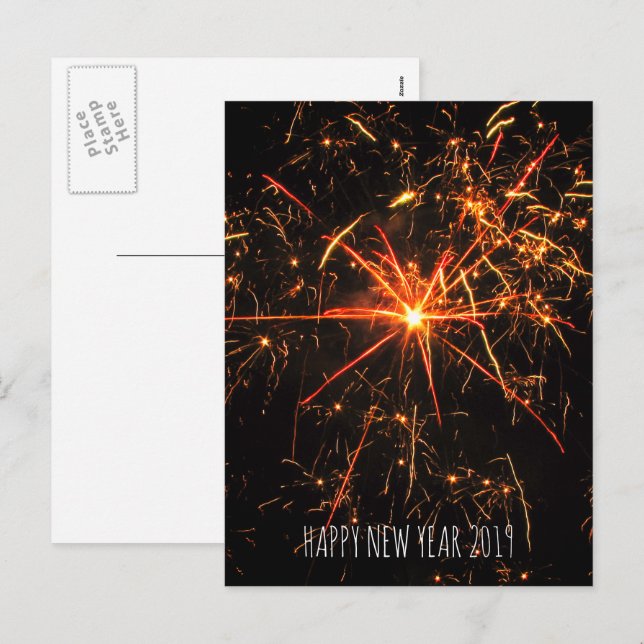 Fireworks Photo Happy New Year 2023 Holiday Postcard (Front/Back)