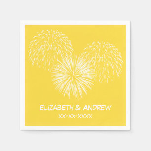 Fireworks, Pineapple Background, Name Monogram Paper Napkins