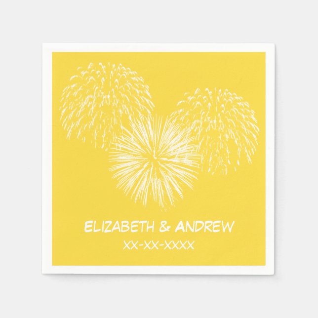 Fireworks, Pineapple Background, Name Monogram Paper Napkins (Front)