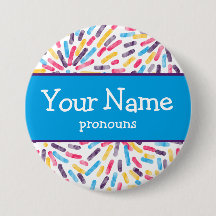 Fireworks Polyamory Pride Flag Pronouns Nametag