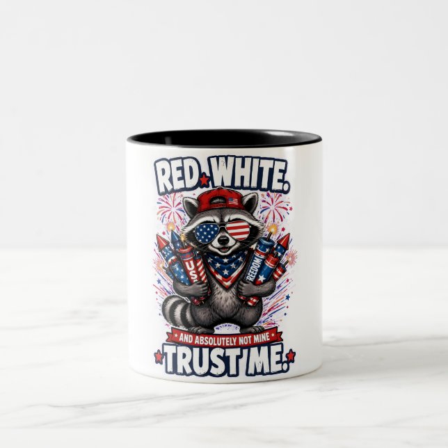 Fireworks Raccoon 4th of July Coffee Mug (Center)