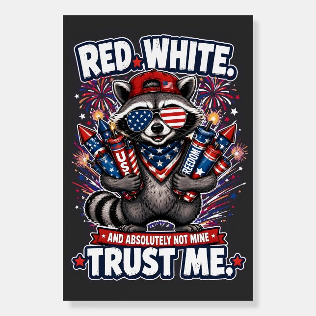 Fireworks Raccoon 4th of July Foam Board (Front)