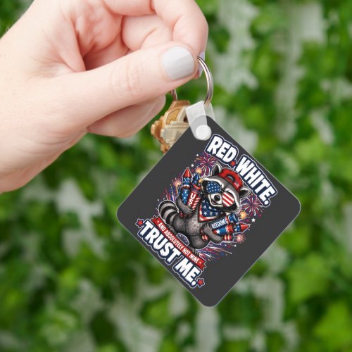 Fireworks Raccoon 4th of July keychain