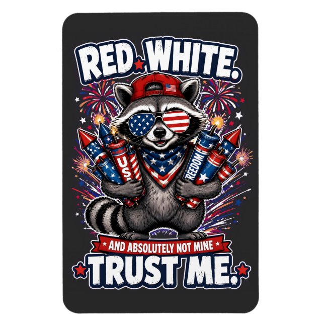 Fireworks Raccoon 4th of July Magnet (Vertical)