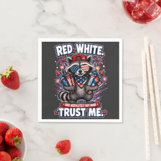 Fireworks Raccoon 4th of July Napkin