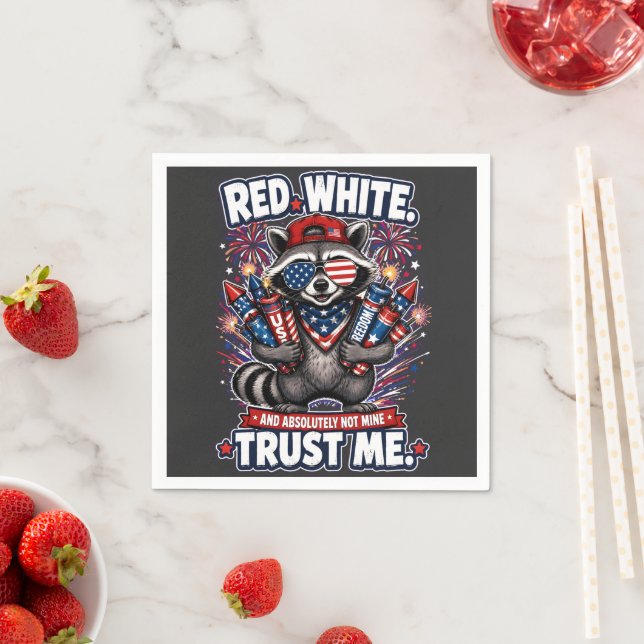 Fireworks Raccoon 4th of July Napkin (Insitu)