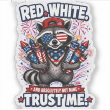Fireworks Raccoon 4th of July Sticker