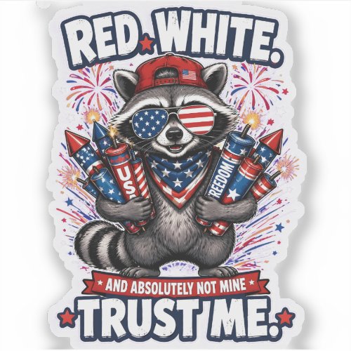 Fireworks Raccoon 4th of July Sticker