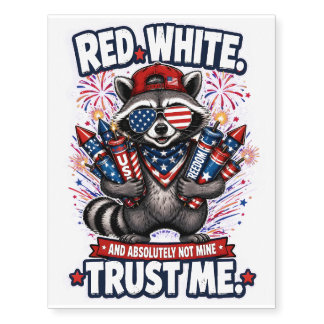 Fireworks Raccoon 4th of July Temporary Tattoos