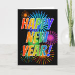 [ Thumbnail: Fireworks + Rainbow Spectrum "Happy New Year!" Card ]