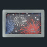 Fireworks Rectangular Belt Buckle<br><div class="desc">Fireworks exploding.</div>