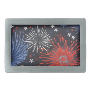Fireworks Rectangular Belt Buckle