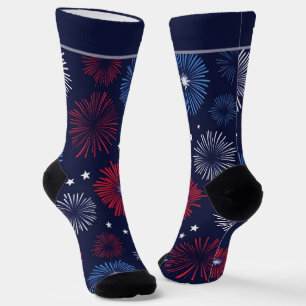 Fireworks Red White and Blue 4th of July Socks