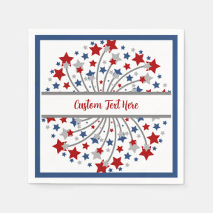 Fireworks Red White Blue Independence July Fourth Napkins
