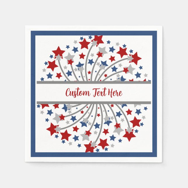 Fireworks Red White Blue Independence July Fourth  Napkins (Front)