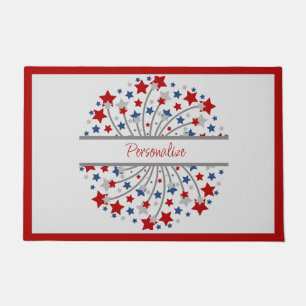 Fireworks Red White Blue Stars Independence Day Doormat