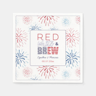 Fireworks Red White Brew Couples Wedding Shower Napkins
