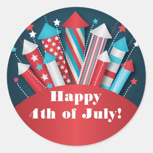 Fireworks Rockets 4th of July Party Stickers