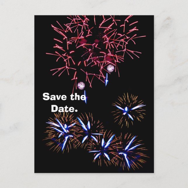 Fireworks Save The Date Announcement Postcard (Front)