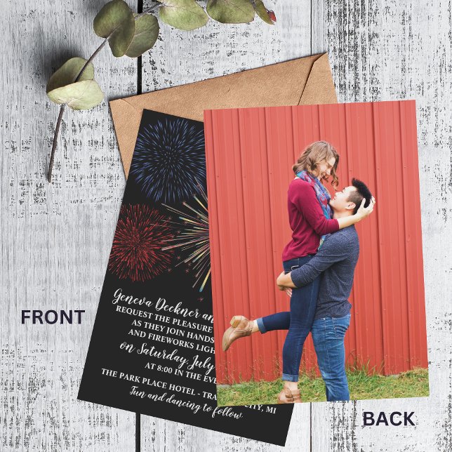 Fireworks Sky Fourth of July Wedding Invitation (Creator Uploaded)