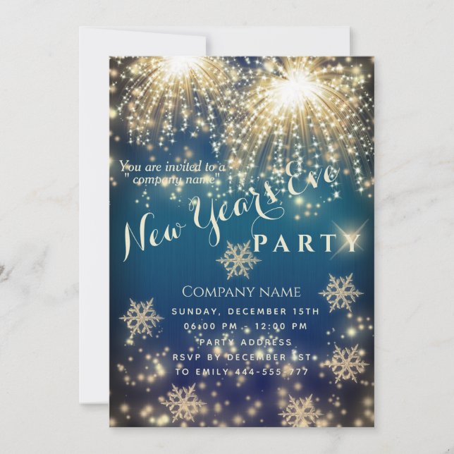 Fireworks Sparkle luxury New year's eve party  Invitation (Front)