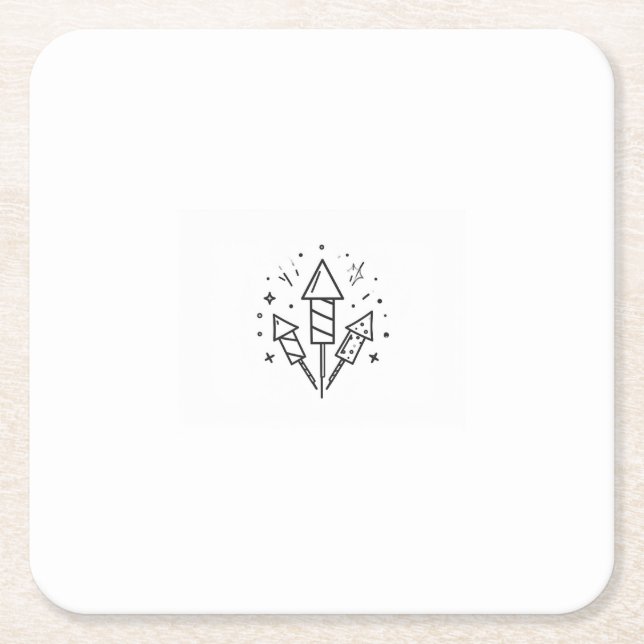 fireworks square paper coaster (Front)