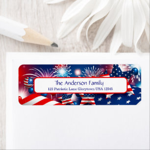 Fireworks, Stars and Flags Label