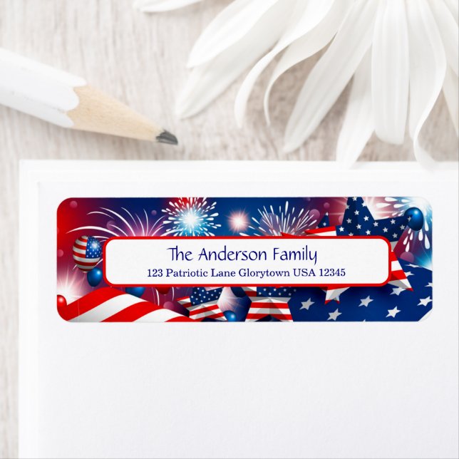 Fireworks, Stars and Flags Label (Insitu)