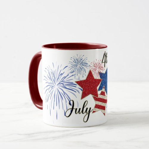 Fireworks Stars and Stripes 4th of July 11 oz Mug