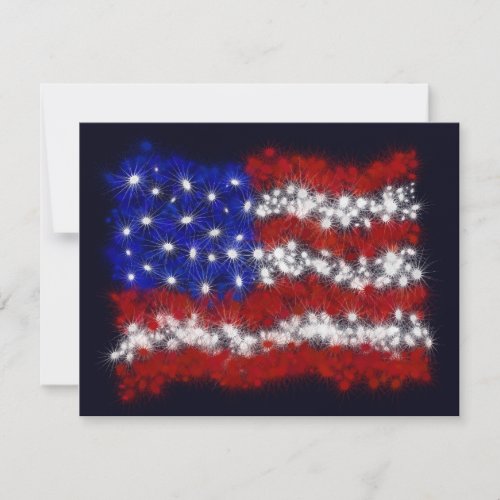 Fireworks Stars and Stripes American Flag Invitation