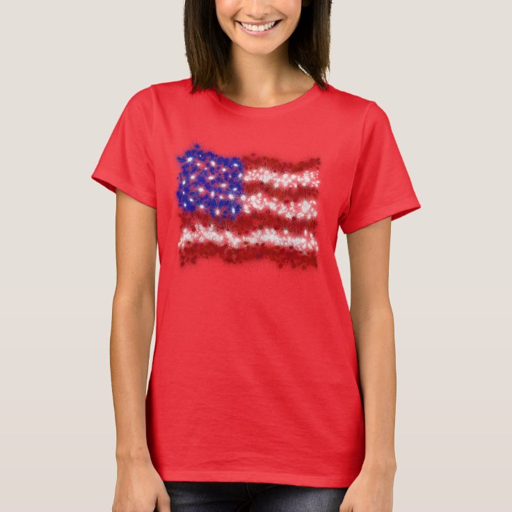 Fireworks Stars and Stripes American Flag T-Shirt | Zazzle