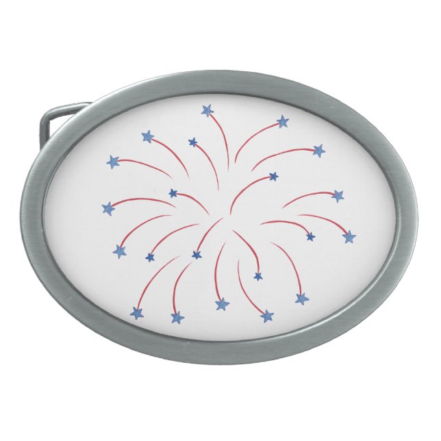 Fireworks Stars Patriotic Belt Buckles (Front)