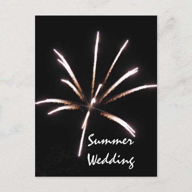 Fireworks Summer Wedding Announcement Postcard (Front)
