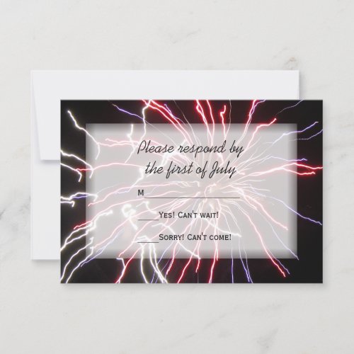Fireworks Wedding RSVP Response Card
