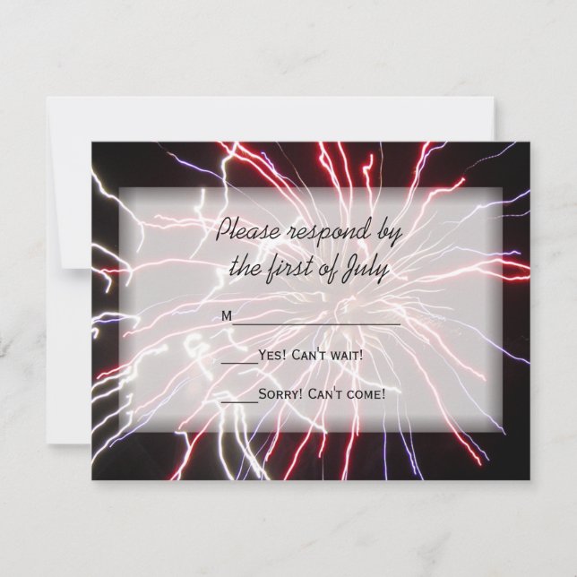 Fireworks Summer Wedding RSVP Response Card (Front)