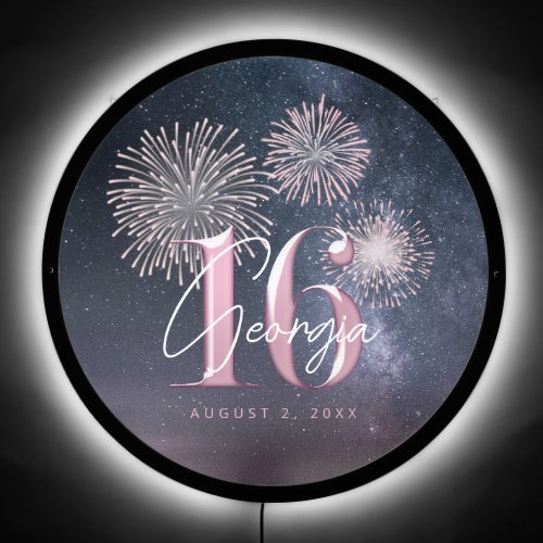 Fireworks Sweet 16 Midnight Blush ID984 LED Sign