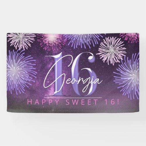 Fireworks Sweet 16 Purple ID984 Banner